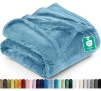Utopia Bedding King Fleece Blanket 259x228cm 300GSM - Extra Large Soft Fluffy Versatile Luxury Decorative Throws For Sofa, Bed & Settees - Warm Breathable Cosy Gift For Men & Women, Washed Blue