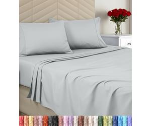 Utopia Bedding King Sheet Set - Brushed Microfiber - Soft Bed Sheets for King Size Bed - Includes 1 Fitted, 1 Flat, & 2 Pillow Cases - Deep Pocket (Light Grey)