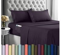 Utopia Bedding King Sheet Set - Soft Microfiber 4 Piece Hotel Luxury Bed Sheets with Deep Pockets - Embroidered Pillow Cases - Side Storage Pocket Fitted Sheet - Flat Sheet (Purple)