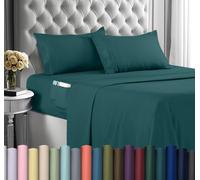 Utopia Bedding King Sheet Set - Soft Microfiber 4 Piece Luxury Bed Sheets with Deep Pockets - Embroidered Pillow Cases - Side Storage Pocket Fitted Sheet - Flat Sheet (Teal)