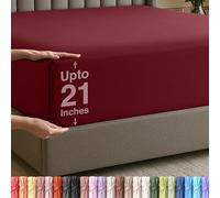 Utopia Bedding King Size Fitted Sheet with Extra Deep Pockets, Fits Mattresses Up to 21 Inches, Shrink and Fade Resistant, Easy Care, Only 1 Deep Pocket Fitted Sheet, Burgundy