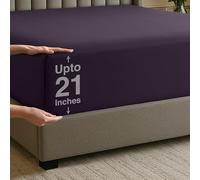 Utopia Bedding King Size Fitted Sheet with Extra Deep Pockets, Fits Mattresses Up to 21 Inches, Shrink and Fade Resistant, Easy Care, Only 1 Deep Pocket Fitted Sheet, Purple