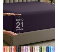 Utopia Bedding King Size Fitted Sheet with Extra Deep Pockets, Fits Mattresses Up to 21 Inches, Shrink and Fade Resistant, Easy Care, Only 1 Deep Pocket Fitted Sheet, Purple