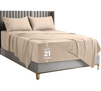 Utopia Bedding King Size Sheet Set - Soft Microfiber 4 Piece Hotel Luxury Bed Sheets with Deep Pockets - Embroidered Pillow Cases - Side Storage Pocket Fitted Sheet - Flat Sheet (Beige)
