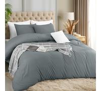 Utopia Bedding Lightweight Duvet Quilt Cover Set with 50x65 cm Pillow cases, 220x220 cm - Soft Microfibre Polyester (Grey)