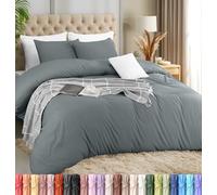 Utopia Bedding Lightweight Duvet Quilt Cover Set with 50x65 cm Pillow cases, 220x220 cm - Soft Microfibre Polyester (Grey)