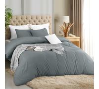 Utopia Bedding Lightweight Duvet Quilt Cover Set with 50x90 cm Pillow cases, 220x265 cm - Soft Microfibre Polyester (Grey)
