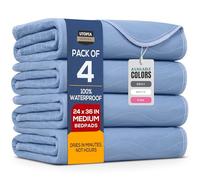 Utopia Bedding (Pack of 4) Waterproof Incontinence Pads Quilted Washable & Absorbent Bed Pad for Adults and Kids 24 x 36 inches (Blue)