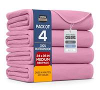 Utopia Bedding (Pack of 4) Waterproof Incontinence Pads Quilted Washable & Absorbent Bed Pad for Adults and Kids 34 x 36 inches (Pink)