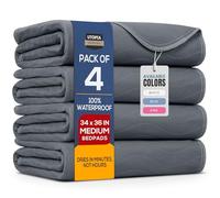 Utopia Bedding (Pack of 4) Waterproof Incontinence Pads Quilted Washable & Absorbent Bed Pad for Adults and Kids 34 x 36 inches (Grey)