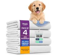 Utopia Bedding (Pack of 4) Waterproof Incontinence Pads Quilted Washable & Absorbent Bed Pad for Adults and Kids 34 x 36 inches (White/Blue), UB04237US