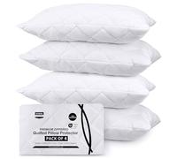 Utopia Bedding Pillow Protectors 4 Pack 50x75 cm Quilted and Zippered, Soft & Breathable Microfiber Pillowcase Protectors (White - 4 Pack)