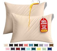 Utopia Bedding Premium 100% Waterproof Pillow Protectors with Zipper King Size (Set of 2), Bed Bug and Dust Mite Proof Zippered Pillow Covers, Pillow Encasement Cases, Beige