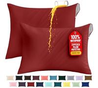 Utopia Bedding Premium 100% Waterproof Pillow Protectors with Zipper Queen Size (Set of 2), Bed Bug and Dust Mite Proof Zippered Pillow Covers, Pillow Encasement Cases, Red