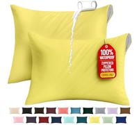 Utopia Bedding Premium 100% Waterproof Pillow Protectors with Zipper Queen Size (Set of 2), Bed Bug and Dust Mite Proof Zippered Pillow Covers, Pillow Encasement Cases, Yellow