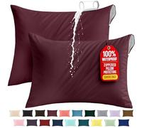 Utopia Bedding Premium 100% Waterproof Pillow Protectors with Zipper Queen Size (Set of 2), Bed Bug and Dust Mite Proof Zippered Pillow Covers, Pillow Encasement Cases, Burgundy
