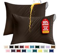 Utopia Bedding Premium 100% Waterproof Pillow Protectors with Zipper Standard Size (Set of 2), Bed Bug and Dust Mite Proof Zippered Pillow Covers, Pillow Encasement Cases, Brown