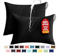 Utopia Bedding Premium 100% Waterproof Pillow Protectors with Zipper Standard Size (Set of 2), Bed Bug and Dust Mite Proof Zippered Pillow Covers, Pillow Encasement Cases, Black