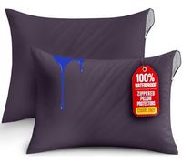Utopia Bedding Premium 100% Waterproof Pillow Protectors with Zipper Standard Size (Set of 2), Bed Bug and Dust Mite Proof Zippered Pillow Covers, Pillow Encasement Cases, Purple