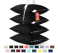 Utopia Bedding Premium 100% Waterproof Pillow Protectors with Zipper Standard Size (Set of 4), Bed Bug and Dust Mite Proof Zippered Pillow Covers, Pillow Encasement Cases, Black