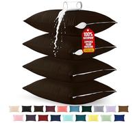 Utopia Bedding Premium 100% Waterproof Pillow Protectors with Zipper Standard Size (Set of 4), Bed Bug and Dust Mite Proof Zippered Pillow Covers, Pillow Encasement Cases, Brown