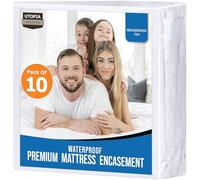Utopia Bedding Premium Waterproof Mattress Encasement King Bed (150 x 200 x 30 cm) Pack of 10, Zippered Mattress Protector, Bed Bug and Dust Mite Proof Mattress Cover, White