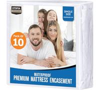Utopia Bedding Premium Waterproof Mattress Encasement Single Bed 90 x 190 x 30 cm (Pack of 10), Premium Zippered Mattress Protector, Bed Bug and Dust Mite Proof Mattress Cover, White