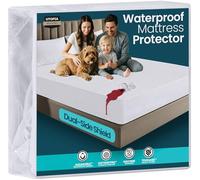 Utopia Bedding Premium Waterproof Mattress Pad - Hypoallergenic and Vinyl Free Fitted Mattress Protector with Knitted Skirt - Jacquard Mattress Cover - Breathable Cool Flow Technology (Queen)