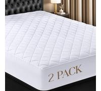 Utopia Bedding Queen 2 Pack Quilted Fitted Mattress Pad, Queen Size, Elastic Fitted Mattress Topper Protector and Cover Stretches up to 16 Inches Deep, Machine Washable (White)
