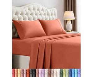 Utopia Bedding Queen Bed Sheets Set - 4 Piece Bedding - Brushed Microfiber - Shrinkage and Fade Resistant - Easy Care (Queen, Terracotta Orange)