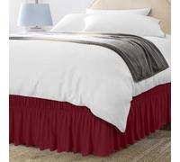 Utopia Bedding Queen Elastic Bed Ruffle - Easy Wrap Around Ruffle - Microfiber Bed Skirt with Adjustable Elastic Belt 16 Inch Tailored Drop - Hotel Quality Bedskirt, Fade Resistant (Queen, Burgundy)
