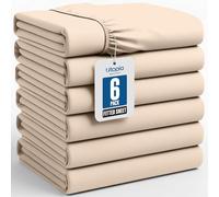Utopia Bedding Queen Fitted Sheets - Bulk Pack of 6 Bottom Sheets - Soft Brushed Microfiber - Deep Pockets - Shrinkage & Fade Resistant - Easy Care (Beige)