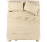 Utopia Bedding Queen Sheet Set - 4 Piece Bed Sheets for Queen Size Bed, Soft and Breathable Microfiber, Includes 1 Fitted Sheet, 1 Flat Sheet and 2 Pillowcases (Heather Beige)