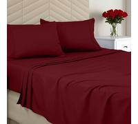 Utopia Bedding Queen Sheet Set - Brushed Microfiber - Soft Bed Sheets for Queen Size Bed Set - Includes 1 Fitted, 1 Flat, & 2 Pillow Cases - Deep Pocket (Burgundy)