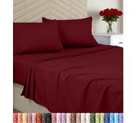 Utopia Bedding Queen Sheet Set - Brushed Microfiber - Soft Bed Sheets for Queen Size Bed Set - Includes 1 Fitted, 1 Flat, & 2 Pillow Cases - Deep Pocket (Burgundy)