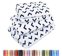 Utopia Bedding Queen Sheet Set, Soft Microfiber 4 Piece Bed Sheets with 15" Deep Pocket - Easy Care Brushed Microfiber (Arrows - Navy)
