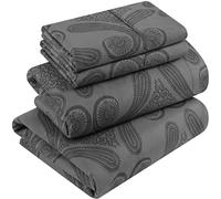 Utopia Bedding Queen Sheet Set, Soft Microfiber 4 Piece Bed Sheets with 15" Deep Pocket - Easy Care Brushed Microfiber (Paisley - Grey)
