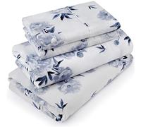 Utopia Bedding Queen Sheet Set, Soft Microfiber 4 Piece Bed Sheets with 16" Deep Pocket - Easy Care Brushed Microfiber (Rose Floral - Navy)
