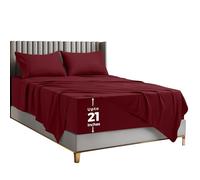 Utopia Bedding Queen Sheet Set - Soft Microfiber 4 Piece Luxury Bed Sheets with Deep Pockets - Embroidered Pillow Cases - Side Storage Pocket Fitted Sheet - Flat Sheet (Red Burgundy)