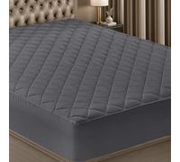 Utopia Bedding Quilted Fitted Mattress Pad (Queen, Grey) - Elastic Fitted Mattress Protector - Mattress Cover Stretches up to 16 Inches Deep - Machine Washable Mattress Topper