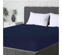 Utopia Bedding Quilted Mattress Protector, Breathable Mattress Pad, Deep Fitted Cover (Navy Blue, Double - 135 x 190 + 38 cm)