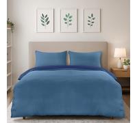 Utopia Bedding Reversible Double Duvet Cover Set, Navy/Light Blue