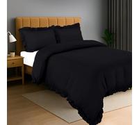 Utopia Bedding Ruffle Duvet Cover - King Size Duvet Cover Set with Pillowcases - Soft Microfibre Polyester Ruffle Bedding (Black)