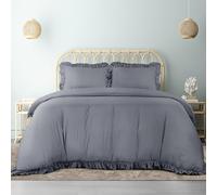 Utopia Bedding Ruffle Duvet Cover Set - Duvet Cover Double with Pillowcases - Soft Microfibre Polyester Ruffle Bedding (Grey)