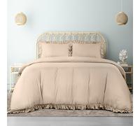 Utopia Bedding Ruffle Duvet Cover Set - Duvet Cover Double with Pillowcases - Soft Microfibre Polyester Ruffle Bedding (Beige)