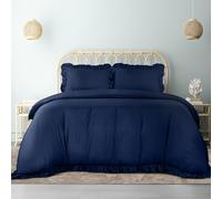 Utopia Bedding Ruffle Duvet Cover Set - Duvet Cover Double with Pillowcases - Soft Microfibre Polyester Ruffle Bedding (Navy)