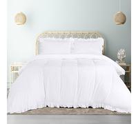 Utopia Bedding Ruffle Duvet Cover Set - Duvet Cover Double with Pillowcases - Soft Microfibre Polyester Ruffle Bedding (White)