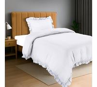 Utopia Bedding Ruffle Duvet Cover - Single Duvet Cover Set with Pillowcase - Soft Microfibre Polyester Ruffle Bedding (White)
