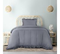 Utopia Bedding Ruffle Duvet Cover - Single Duvet Cover Set with Pillowcase - Soft Microfibre Polyester Ruffle Bedding (Grey)