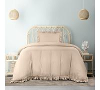Utopia Bedding Ruffle Duvet Cover - Single Duvet Cover Set with Pillowcase - Soft Microfibre Polyester Ruffle Bedding (Beige)